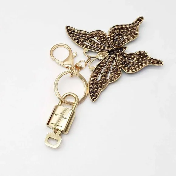 Authentic Louis Vuitton Lock & Key with unbranded Butterfly Bagcharm, Keycharm - Picture 7 of 10